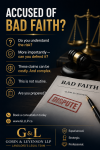 Bad Faith Eviction Ontario allegation against residential landlord involving N12 or N13 notice